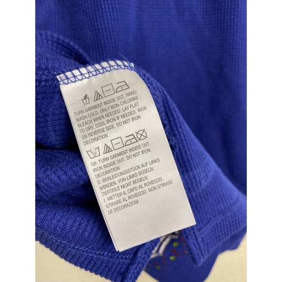 Quacker Factory Apple Embroidered Blue Waffle Sweater Top Women Size Medium Fall - Picture 4 of 13